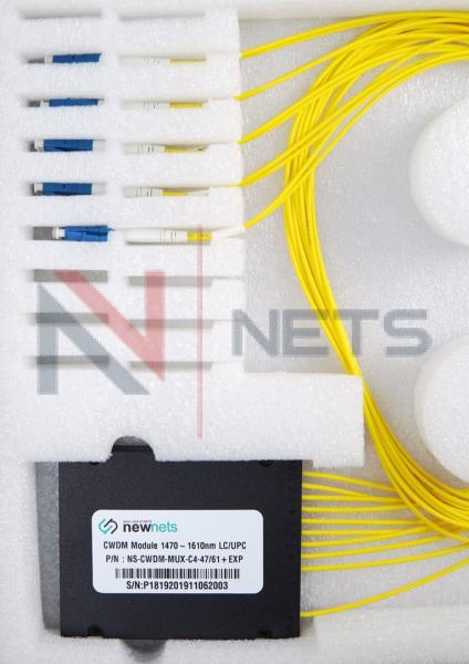 Оптический мультиплексор CWDM 1x8  длины волн 1470-1610nm, (LC/UPC), COM+EXP (LC/UPC), ABS Box