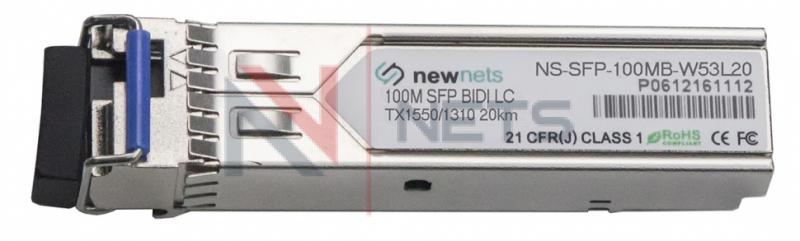 Оптический трансивер NS-SFP-100MB-W53L20, Tx/Rx: 1550/1310nm 20km LC