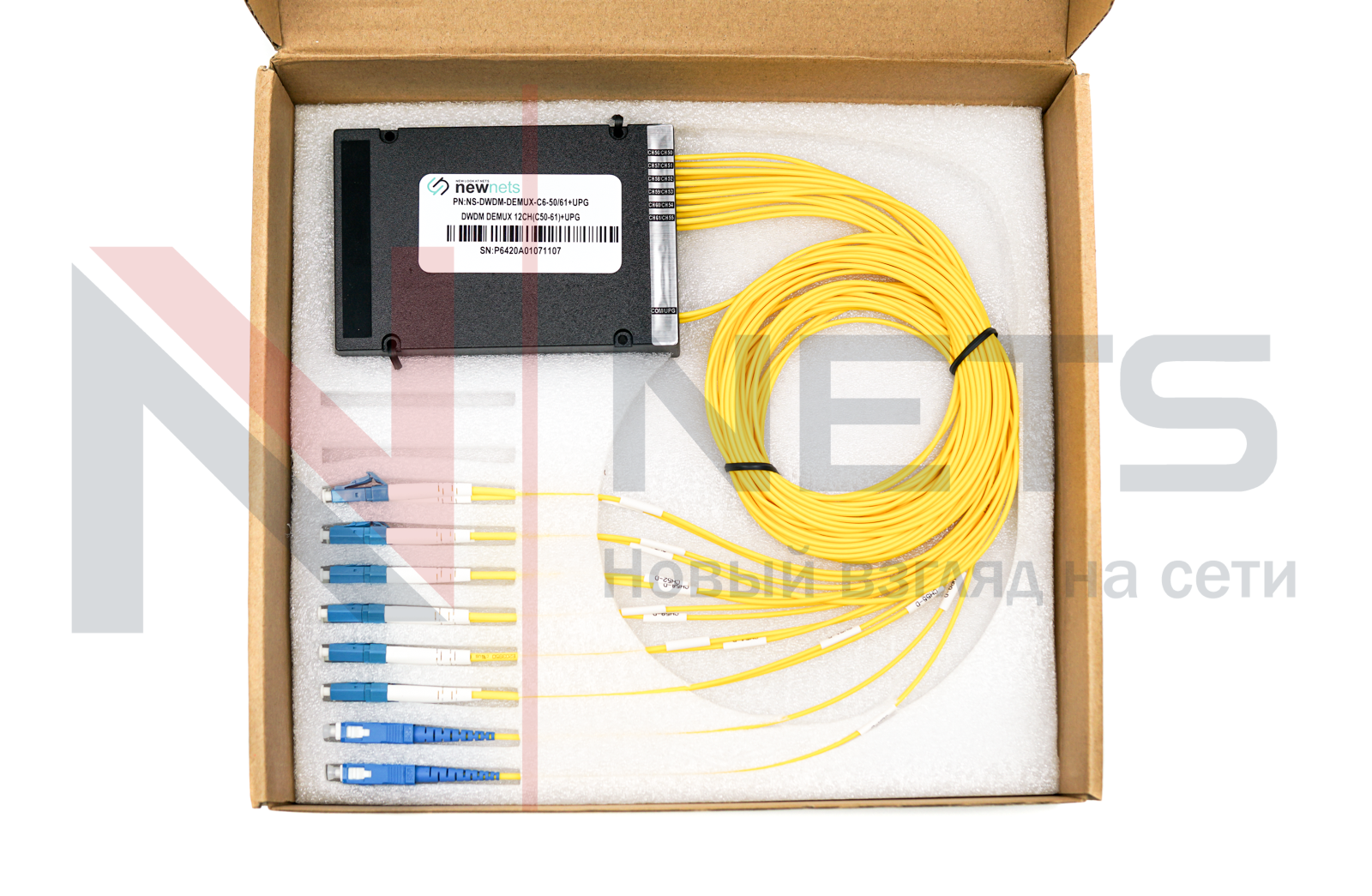 Оптический мультиплексор DWDM 1x12, каналы 50-61, (LC/UPC), COM + UPG (LC/UPC), ABS Box