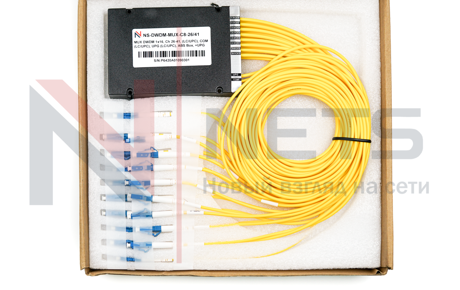 Шасси с двумя оптическими мультиплексорами DWDM 1x16, каналы 26-41, (LC/UPC), COM (LC/UPC), 1/2R